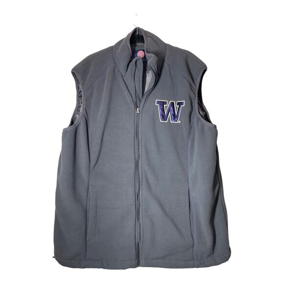 UW University of Washington Huskies Mens Fleece Vest Large Gray Gill Carl Banks - Picture 1 of 6